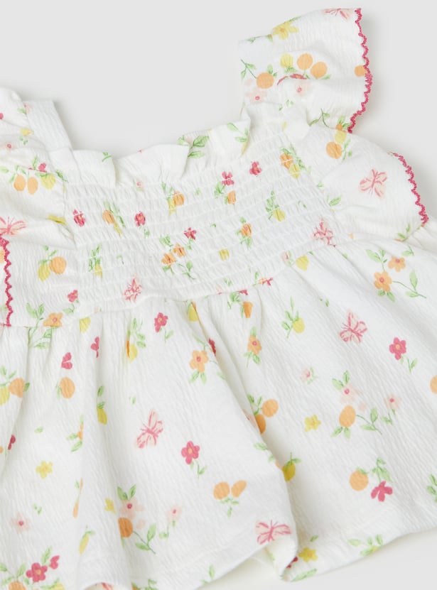Girls Floral Print Skirt Set
