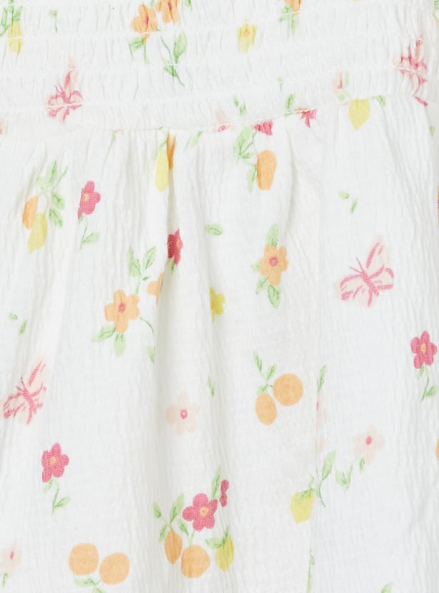 Girls Floral Print Skirt Set