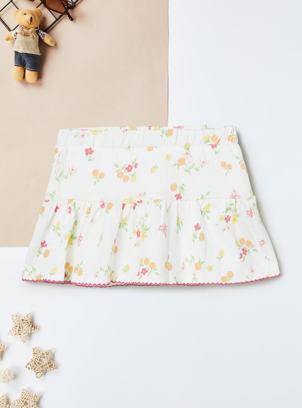 Girls Floral Print Skirt Set