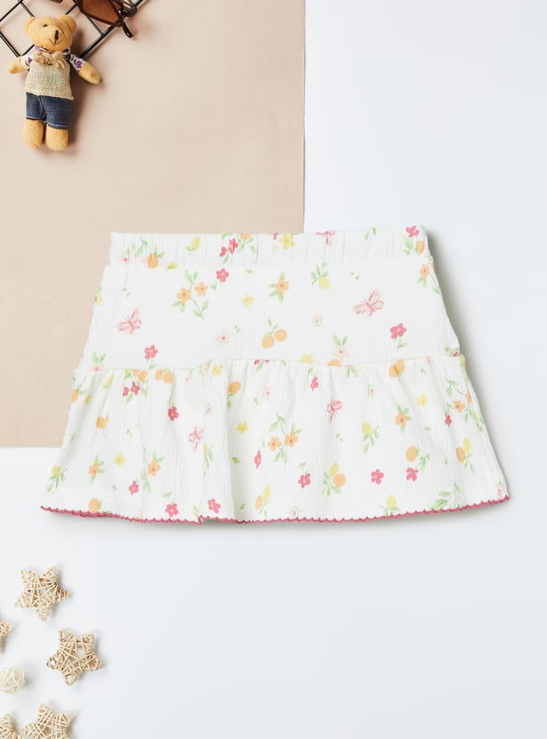 Girls Floral Print Skirt Set
