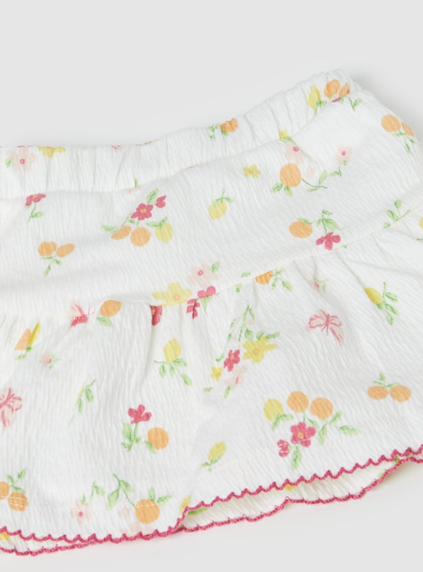 Girls Floral Print Skirt Set