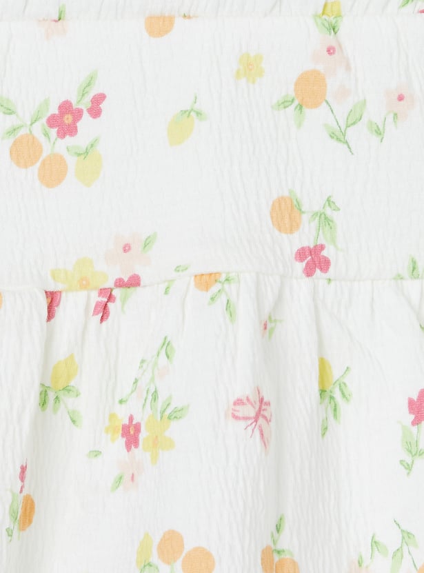Girls Floral Print Skirt Set