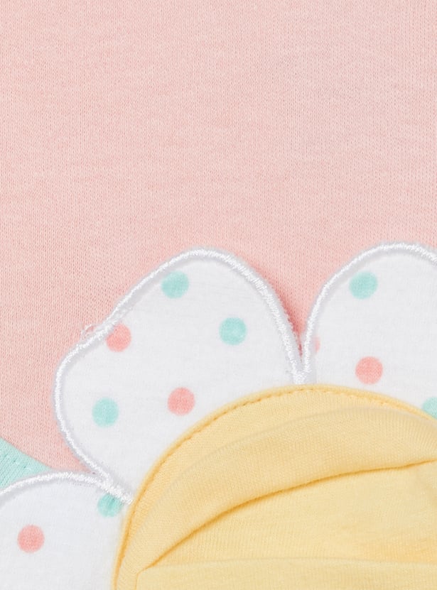 Girls Floral Applique Shorts Set