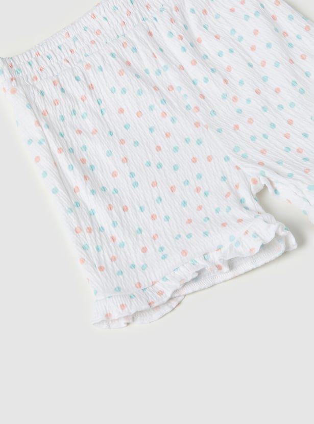 Girls Floral Applique Shorts Set
