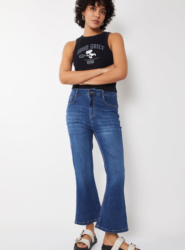Women Washed Mid-Rise Jeans