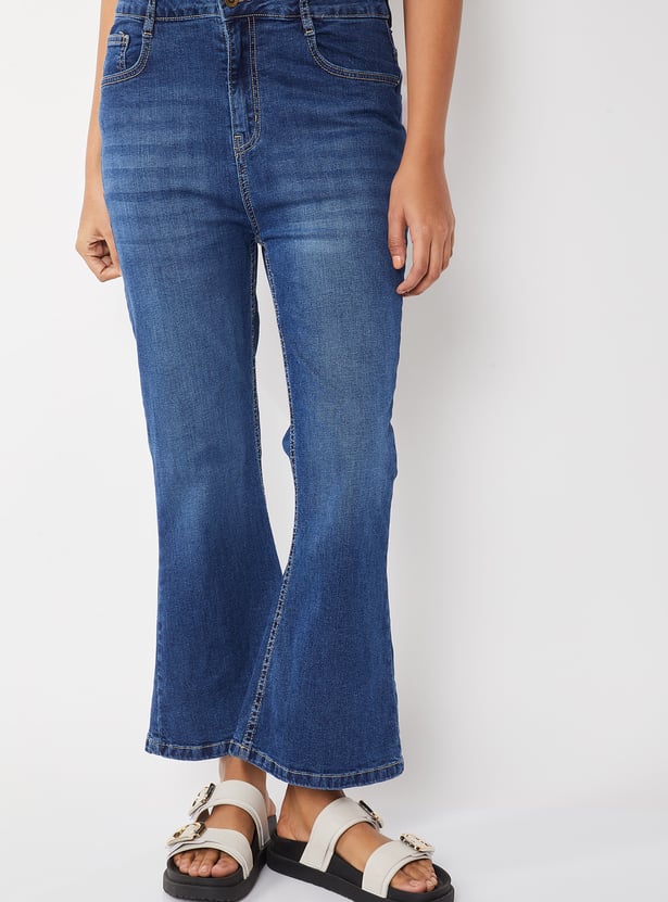 Women Washed Mid-Rise Jeans