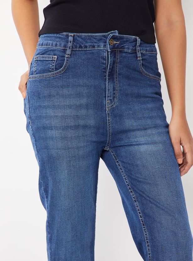 Women Washed Mid-Rise Jeans