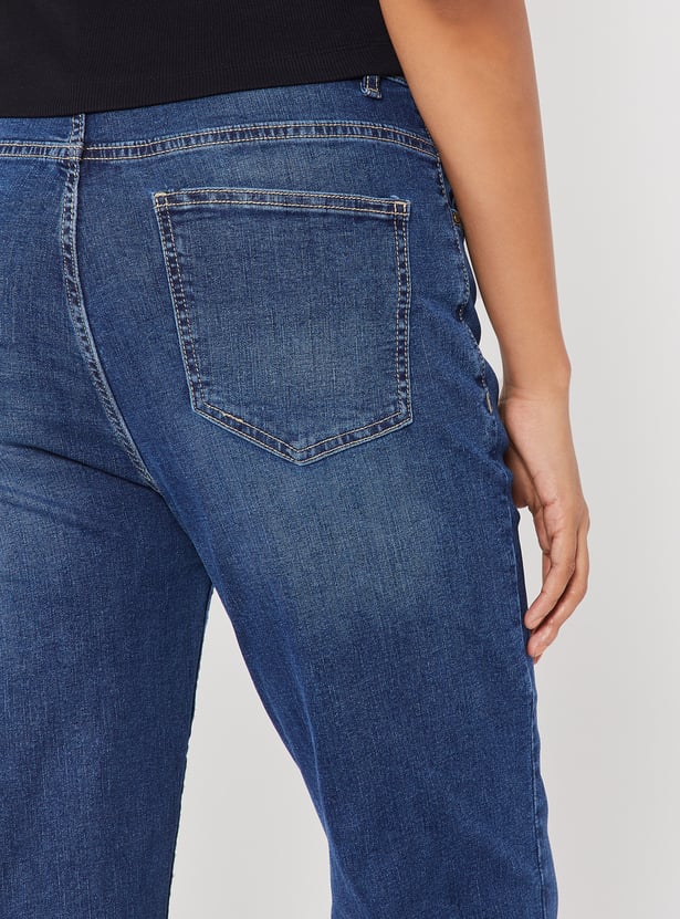 Women Washed Mid-Rise Jeans
