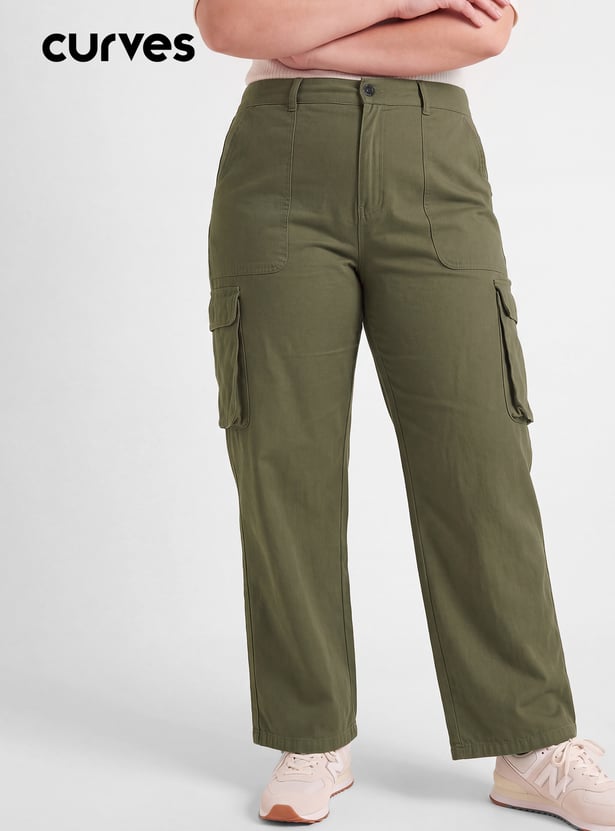 Men Solid Cargo Jeans
