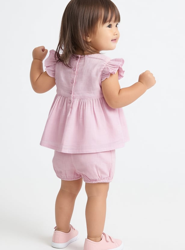Girls Embroidered Shorts Set
