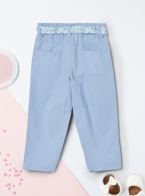 Girls Moms Fit Jeans with Printed Belt
