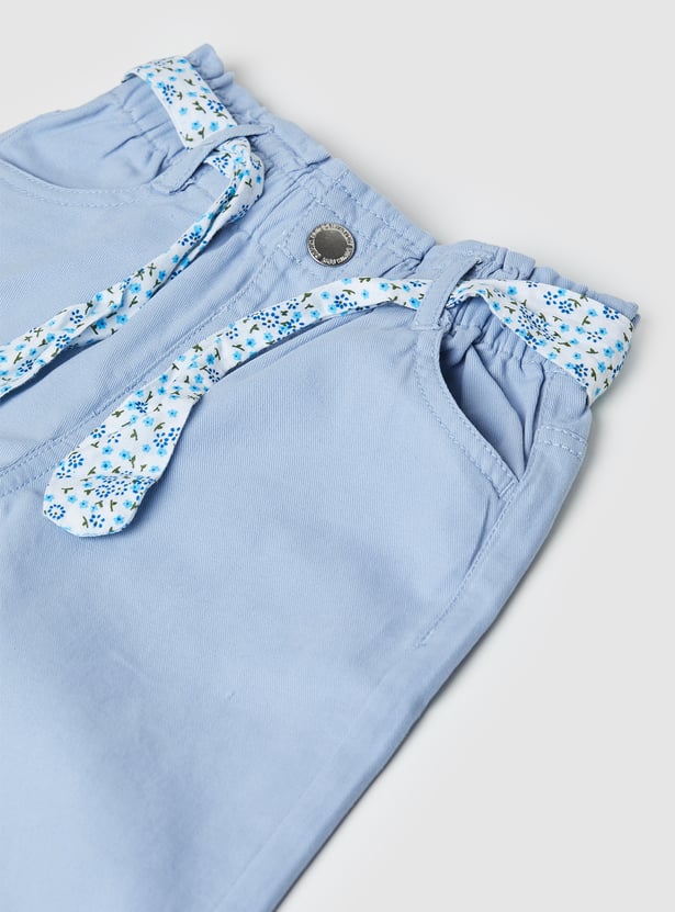 Girls Moms Fit Jeans with Printed Belt