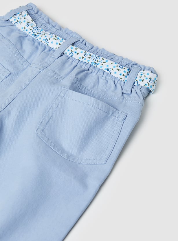 Girls Moms Fit Jeans with Printed Belt