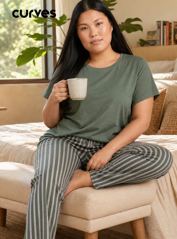 Women Striped PJ Set