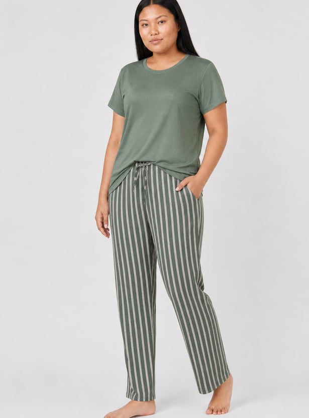 Women Striped PJ Set