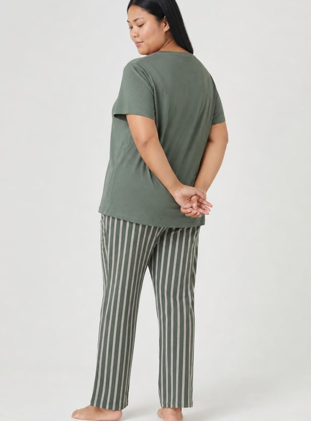Women Striped PJ Set
