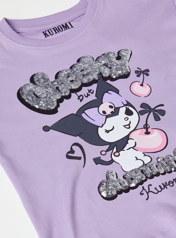 Girls Kuromi Print T-shirt