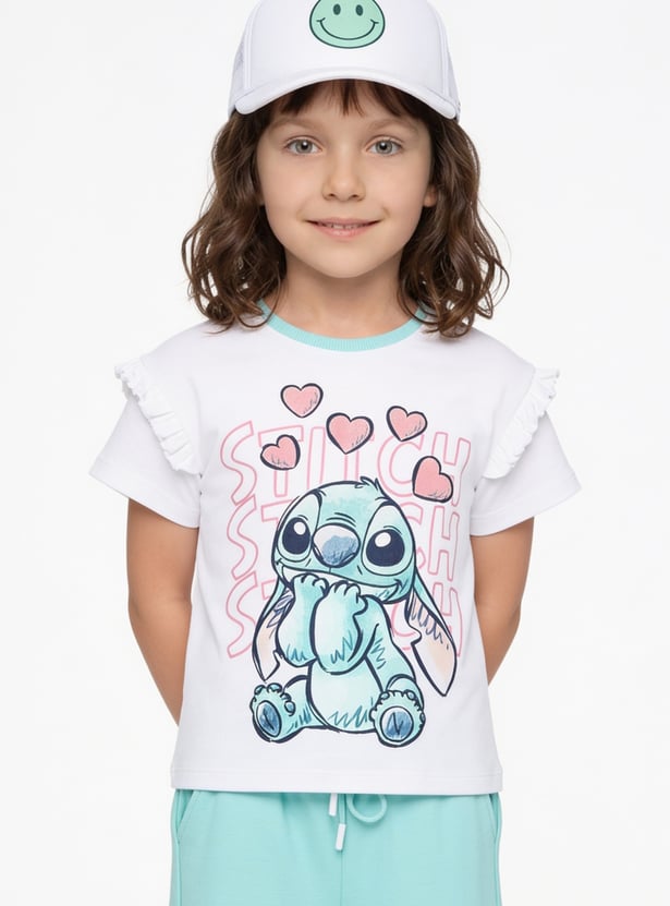 Girls Stitch Character Print Trousers Set