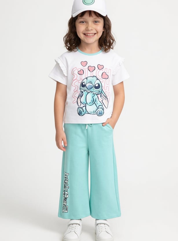 Girls Stitch Character Print Trousers Set