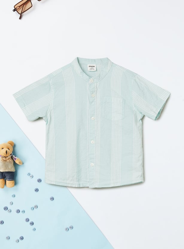 Boys Striped Shirt and Solid Shorts Set