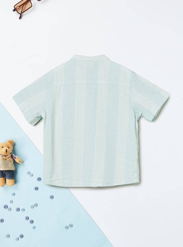 Boys Striped Shirt and Solid Shorts Set