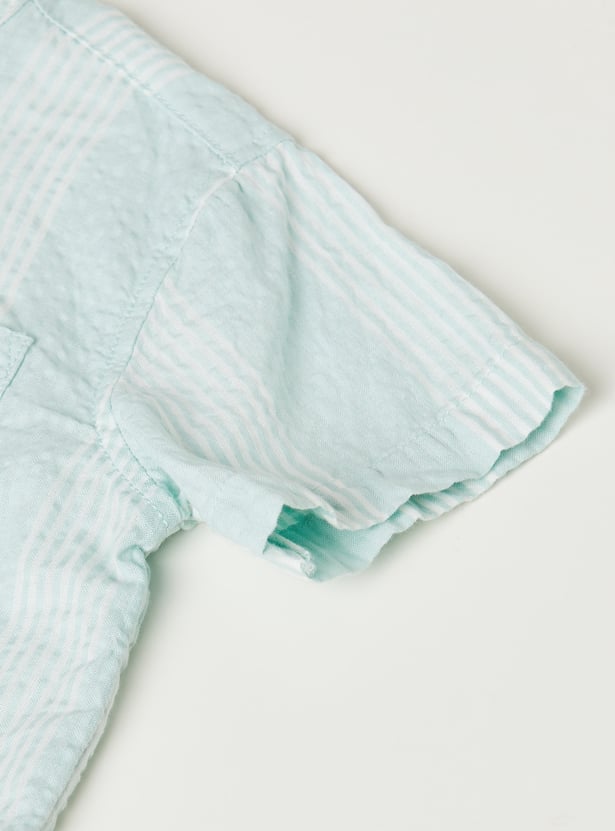 Boys Striped Shirt and Solid Shorts Set