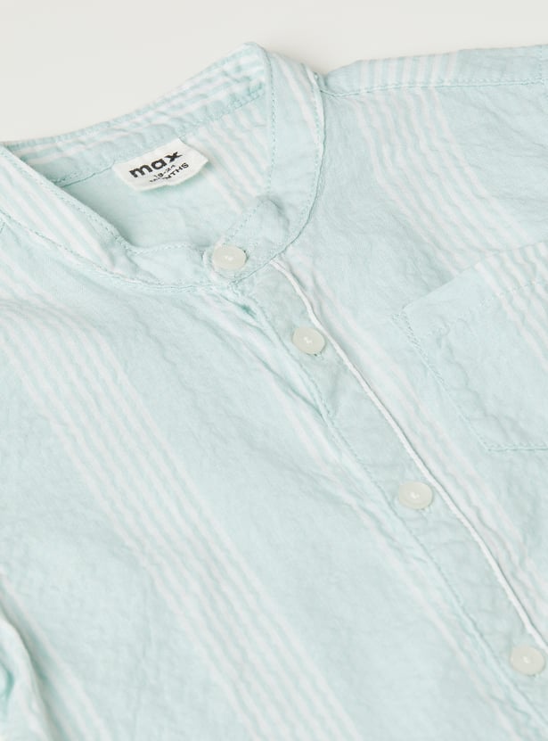 Boys Striped Shirt and Solid Shorts Set