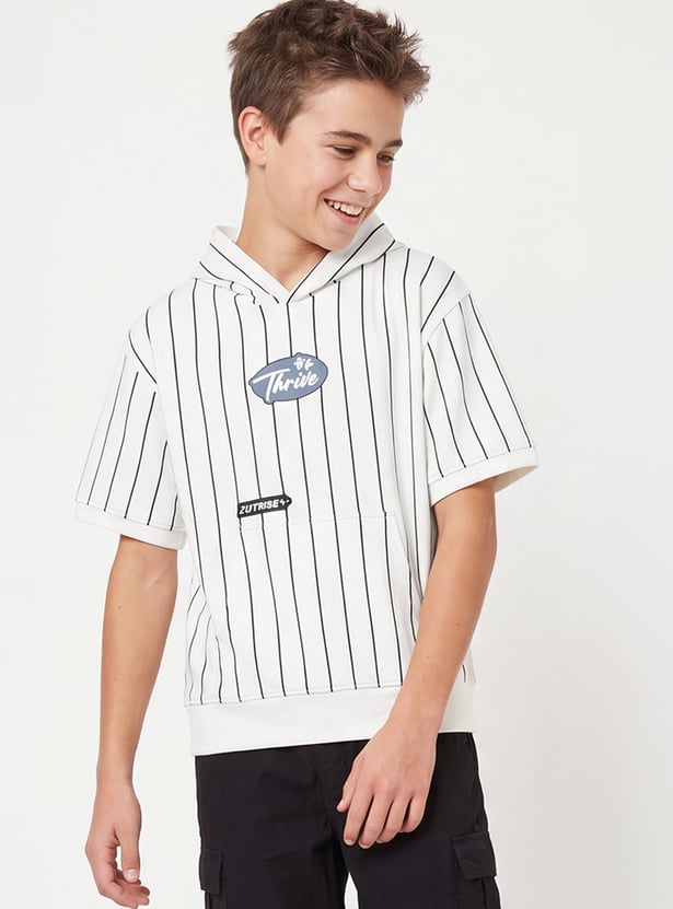 Boys Striped Hooded T-shirt