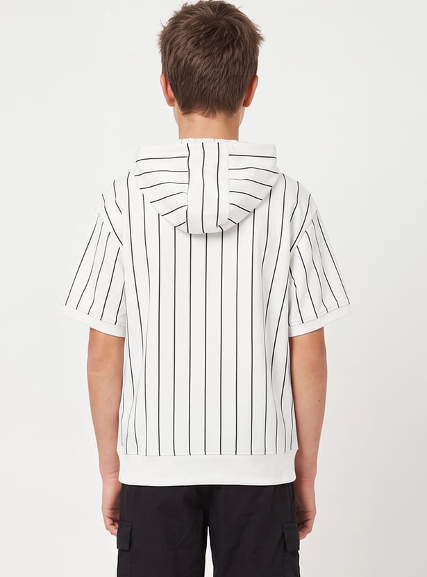 Boys Striped Hooded T-shirt
