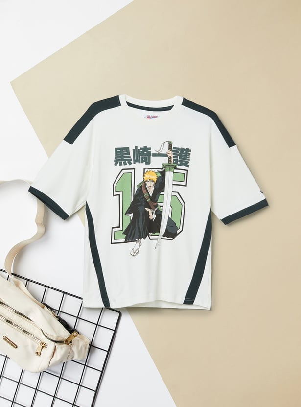 Boys Oversized Ichigo Kurosaki Print T-shirt