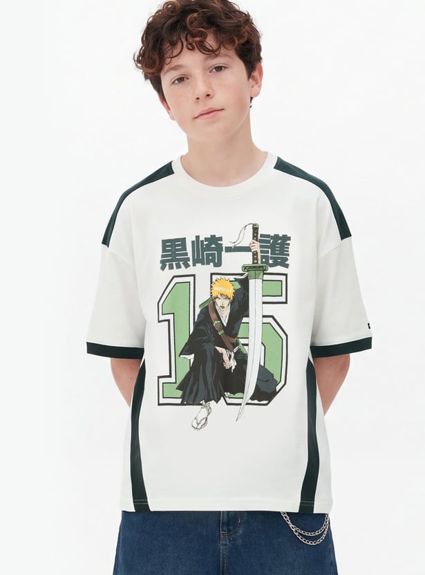 Boys Oversized Ichigo Kurosaki Print T-shirt