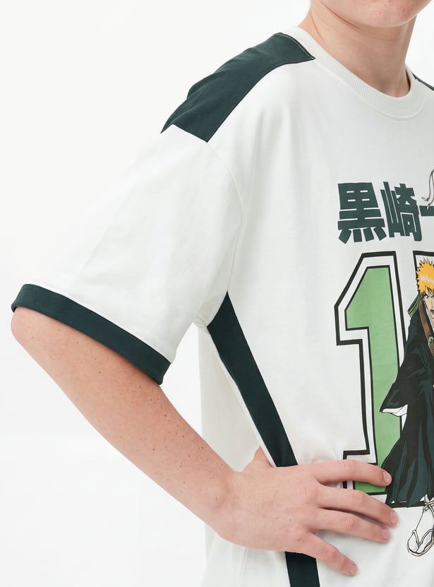 Boys Oversized Ichigo Kurosaki Print T-shirt