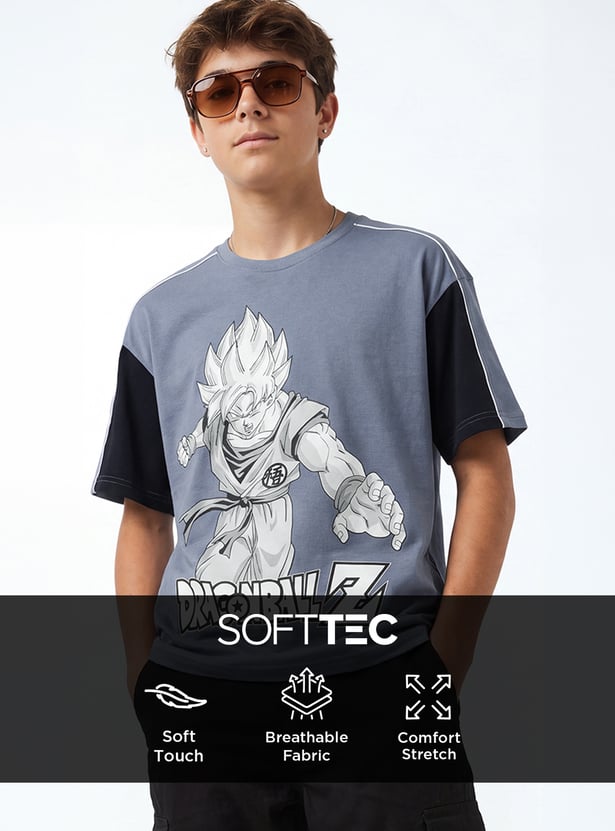 Boys Oversized Dragon Ball Z Printed T-shirt
