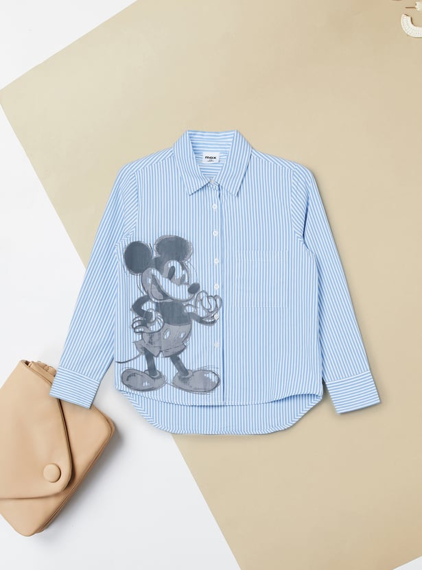 Girls Mickey Striped Shirt