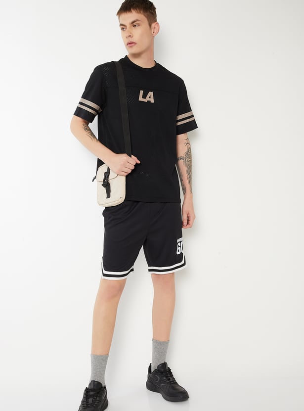 Men Back Print Mesh Sports T-shirt