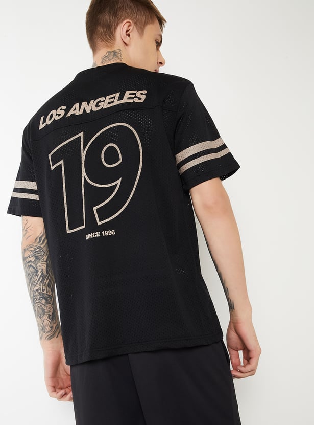 Men Back Print Mesh Sports T-shirt
