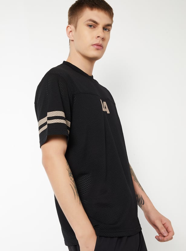 Men Back Print Mesh Sports T-shirt
