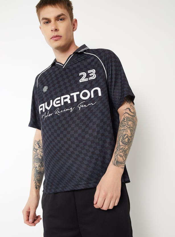 Men Printed Sports Polo T-shirt