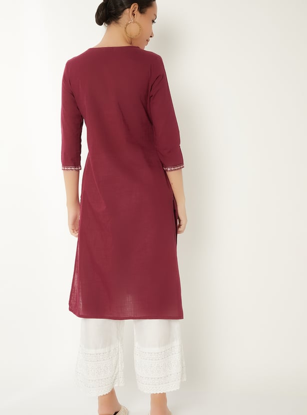 Women Embroidered Yoke A-line Kurta