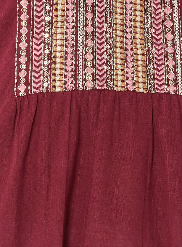 Women Embroidered Yoke A-line Kurta