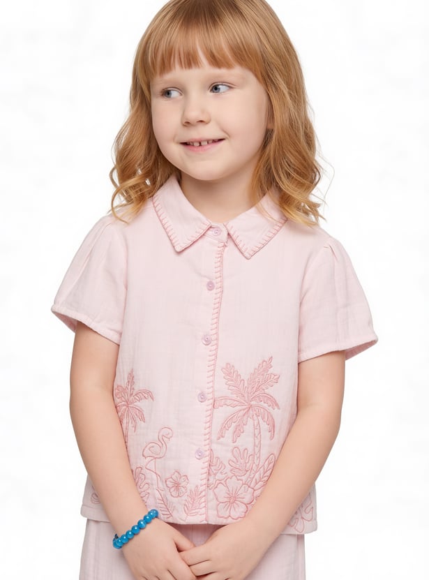 Girls Embroidered Trousers Set