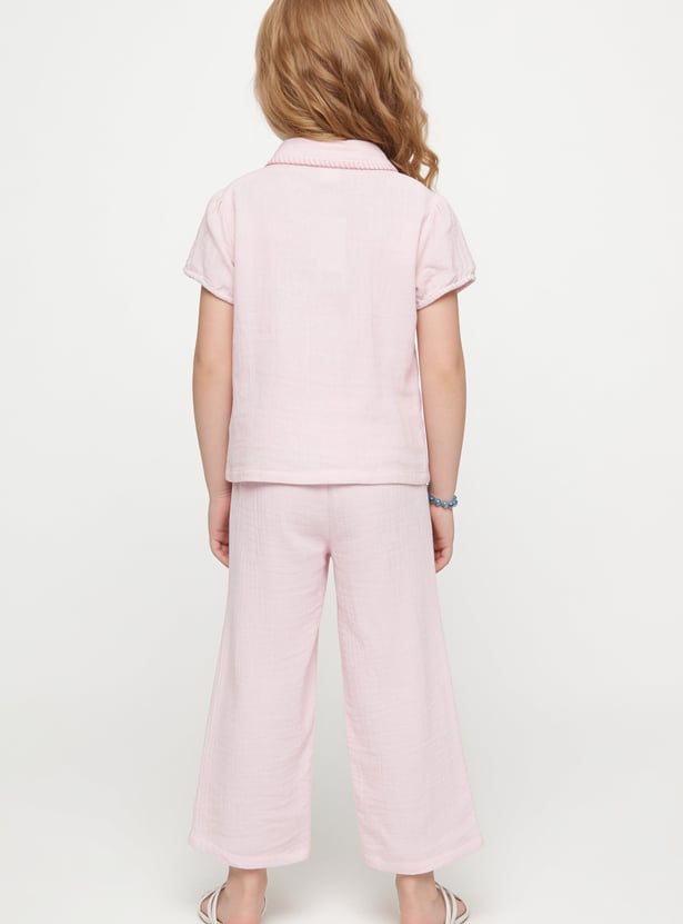 Girls Embroidered Trousers Set