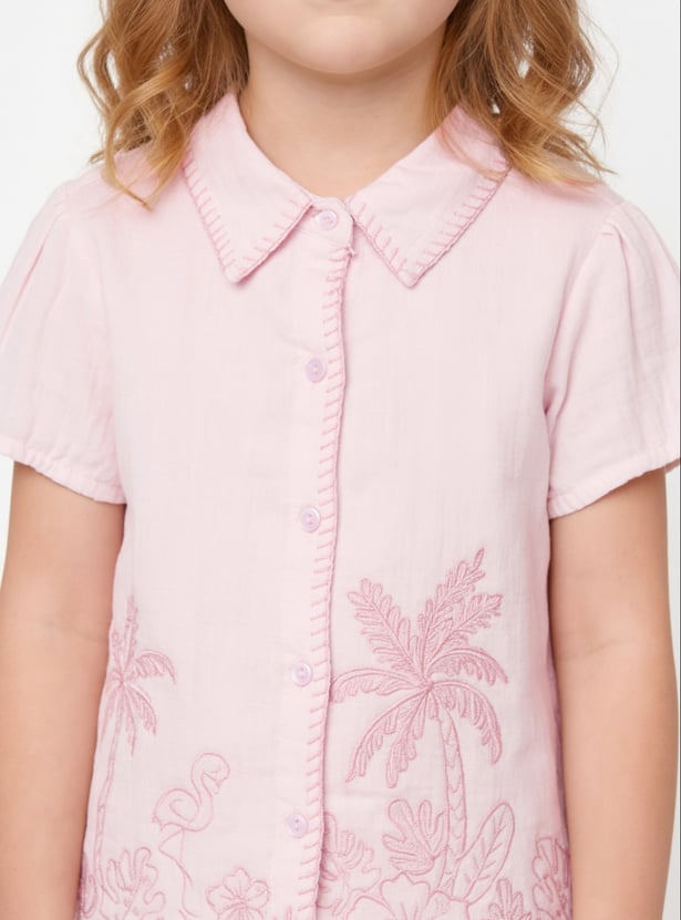 Girls Embroidered Trousers Set