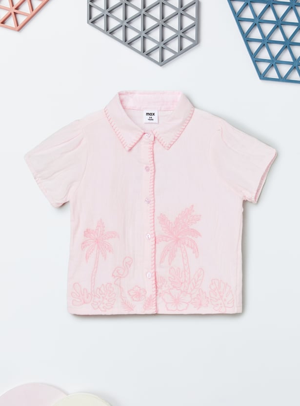 Girls Embroidered Trousers Set