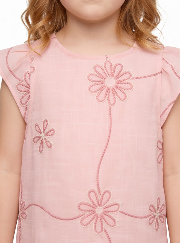 Girls Embroidered Top and Trousers Set