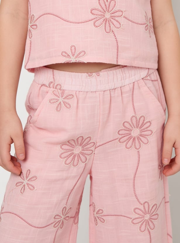 Girls Embroidered Top and Trousers Set