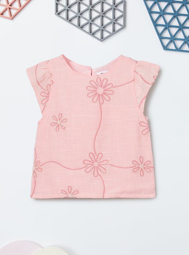 Girls Embroidered Top and Trousers Set