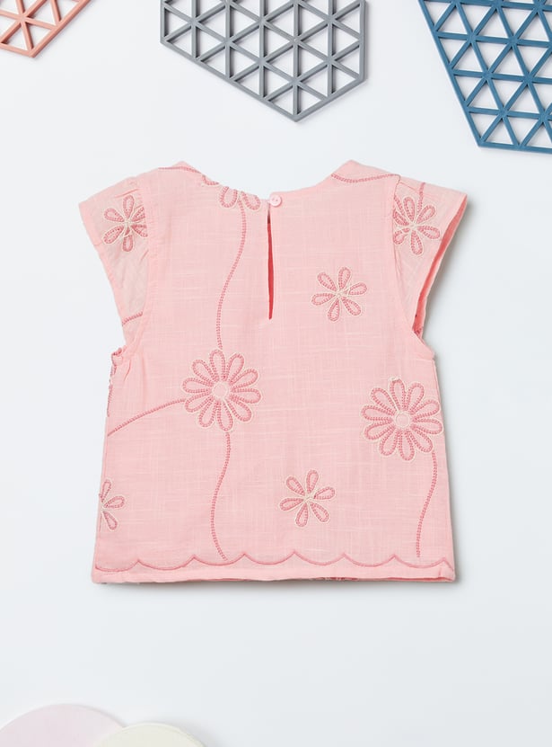 Girls Embroidered Top and Trousers Set