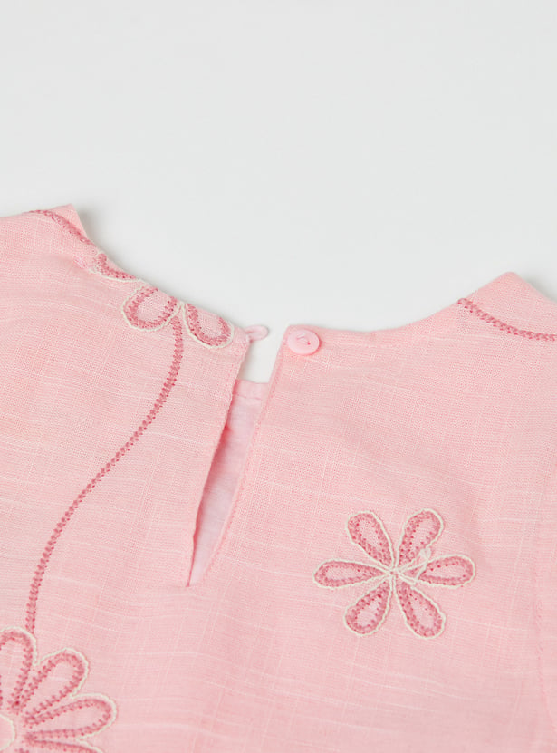 Girls Embroidered Top and Trousers Set