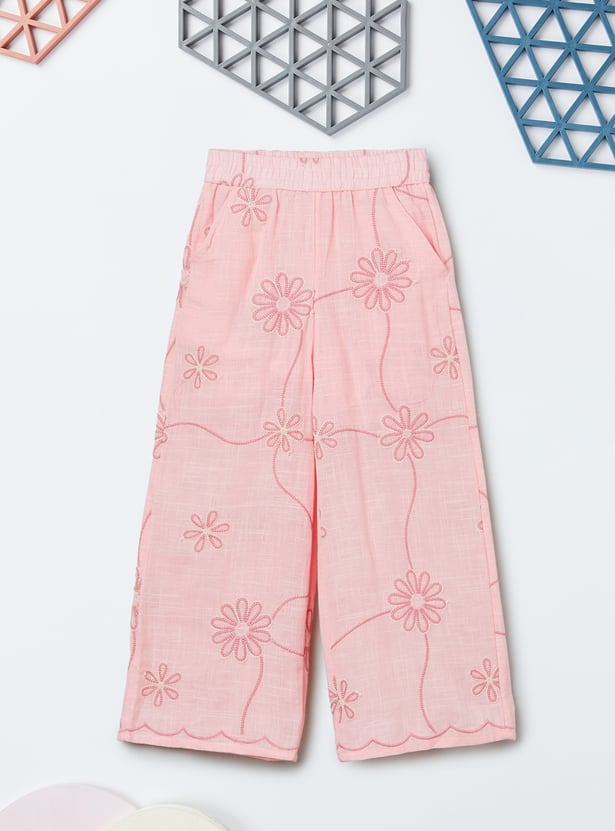 Girls Embroidered Top and Trousers Set